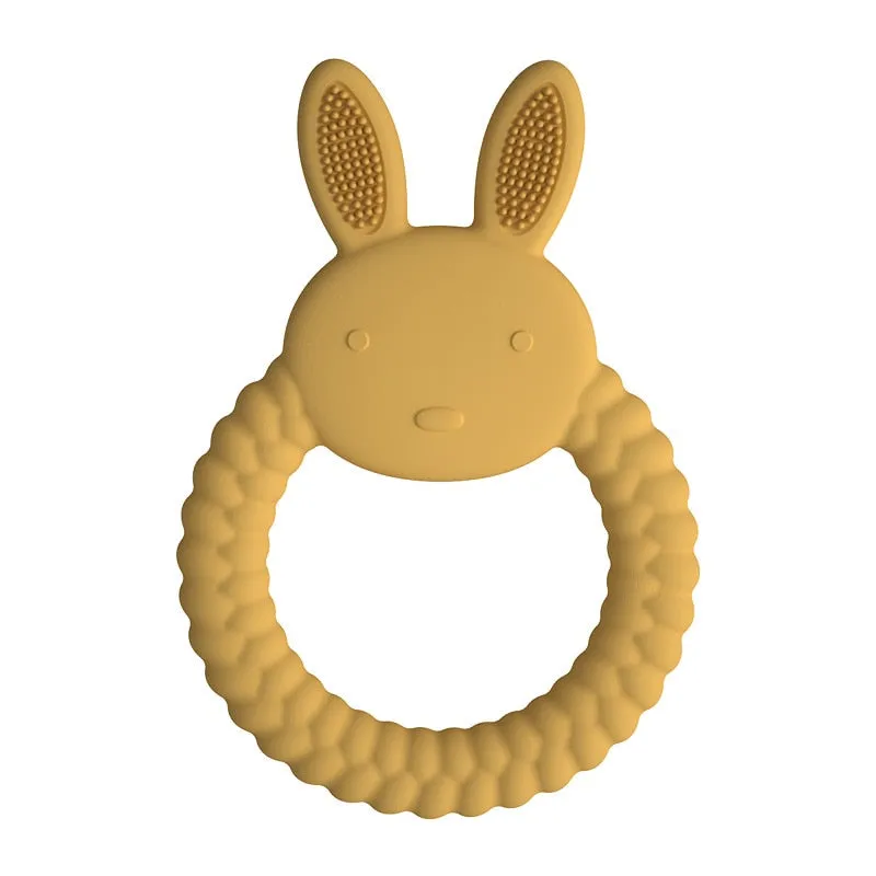 1Pcs Food Grade Baby Silicone Teether Toy Cartoon Rabbit Nursing Teething Ring BPA Free Newborn Health Molar Chewing Accessories