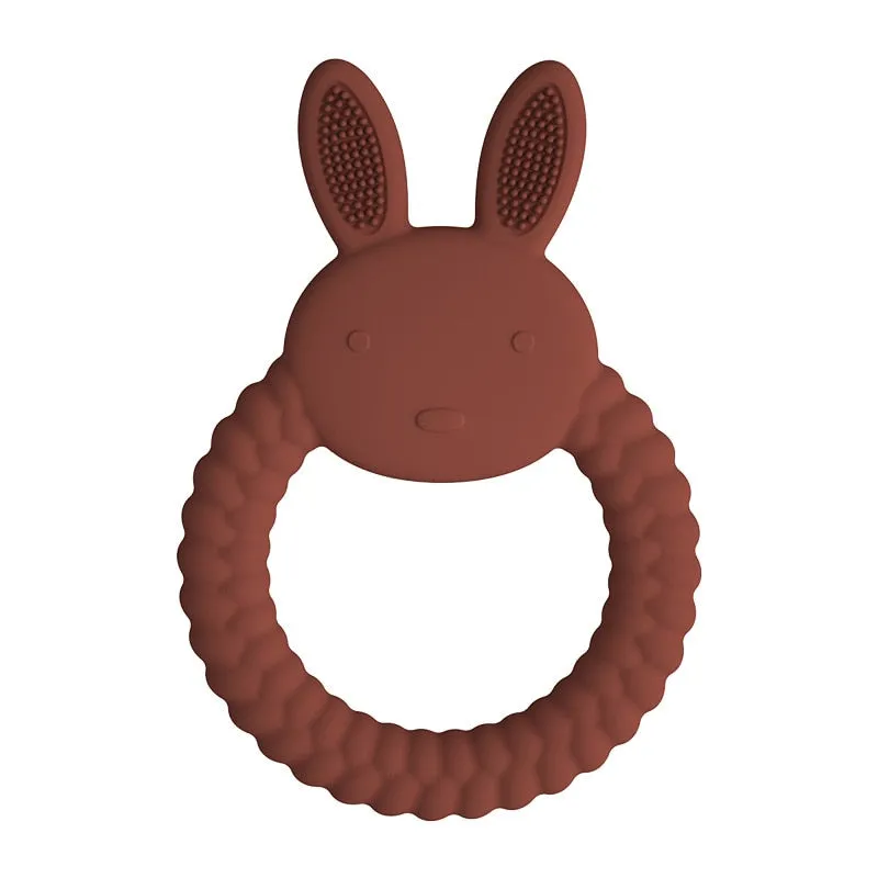 1Pcs Food Grade Baby Silicone Teether Toy Cartoon Rabbit Nursing Teething Ring BPA Free Newborn Health Molar Chewing Accessories