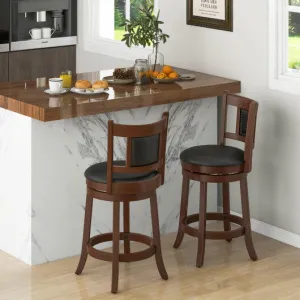 25.5 Inch/30.5 Inch Upholstered Bar Stools Set of 2 with Curved Backrest and Footrest-25.5 inches