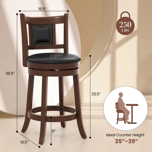 25.5 Inch/30.5 Inch Upholstered Bar Stools Set of 2 with Curved Backrest and Footrest-25.5 inches