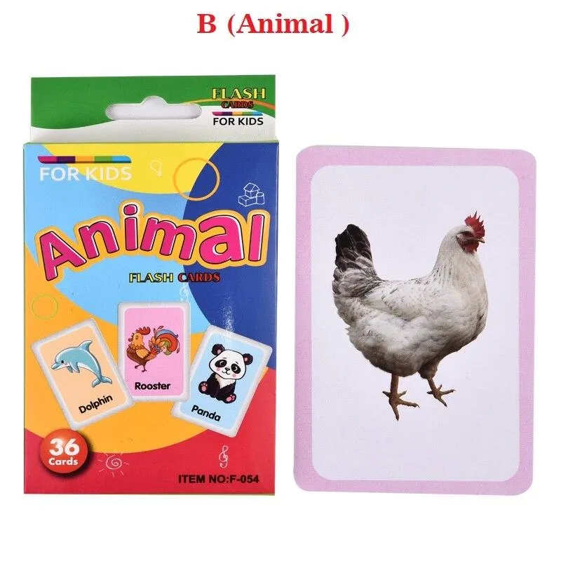 36Pcs Kids Cognitive Shape Animal Colorful Teaching Card Flash Puzzle Infant Early Education Learning Toy Gifts for Children