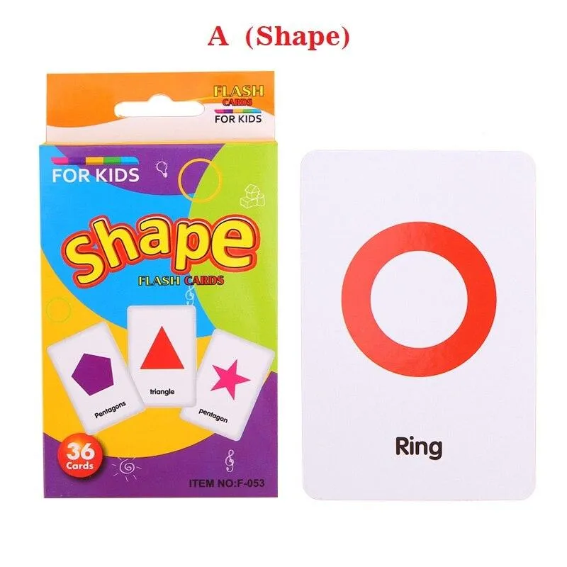 36Pcs Kids Cognitive Shape Animal Colorful Teaching Card Flash Puzzle Infant Early Education Learning Toy Gifts for Children