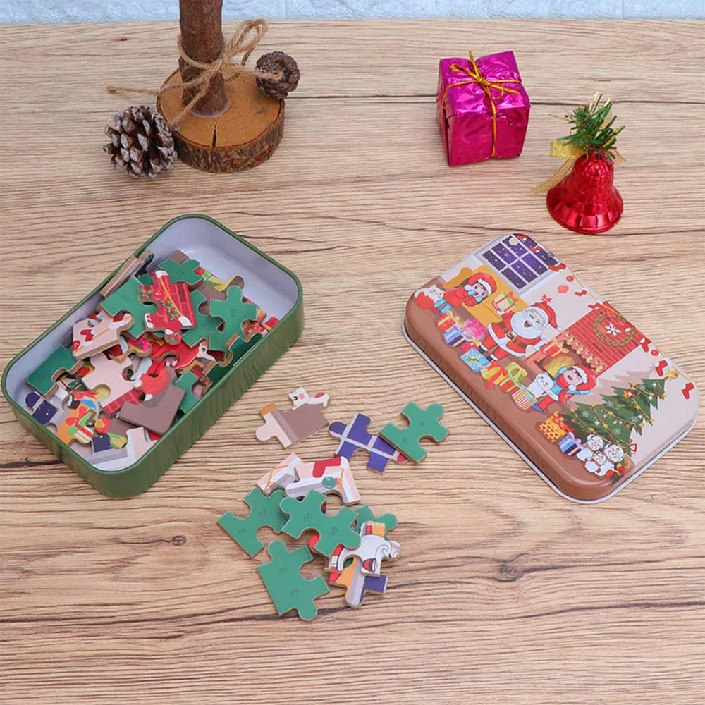 60Pcs Handmade DIY Santa Claus Jigsaw Puzzles Toys For Kids Christmas Gift, TO0002