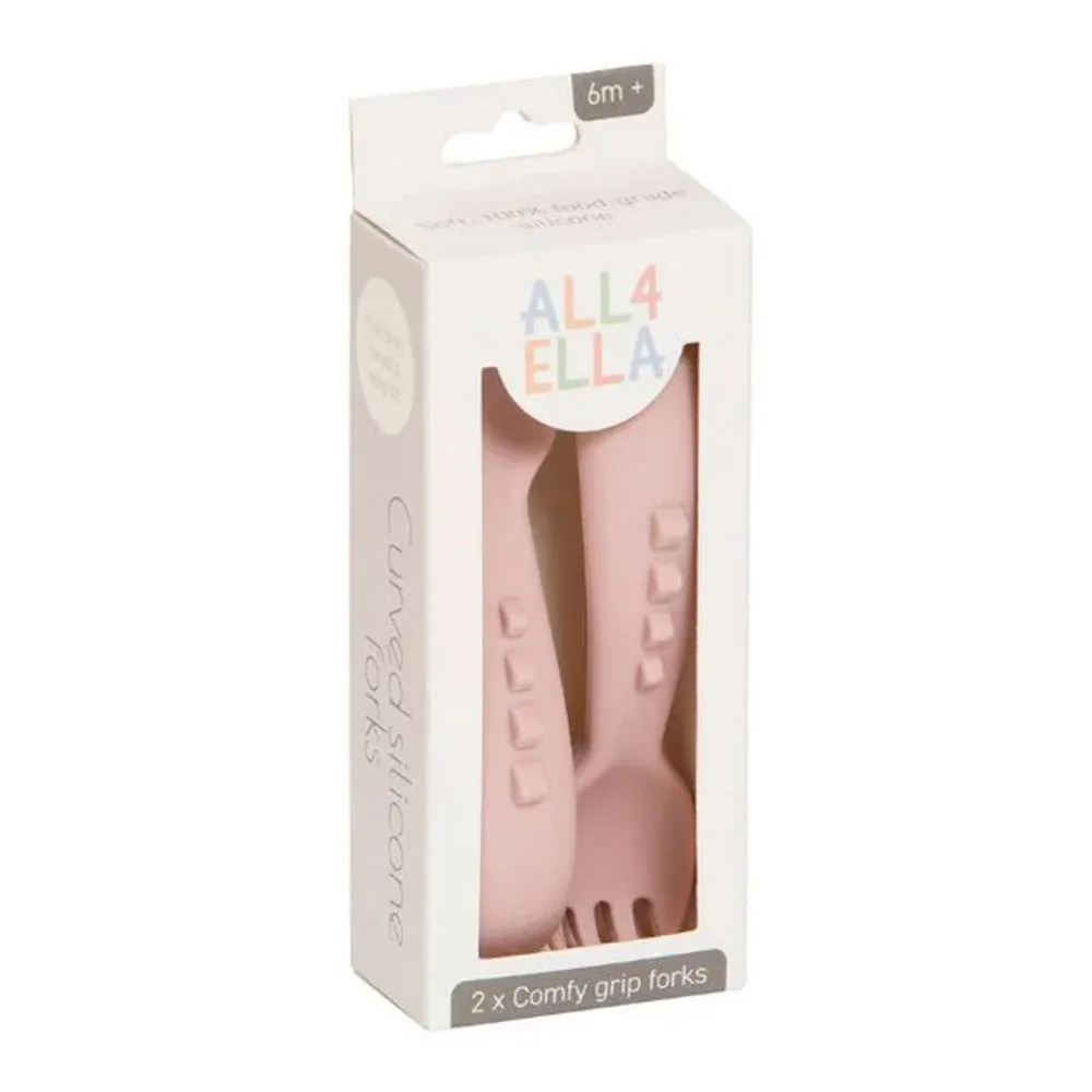 All4Ella Curved Silicone Forks 2pk Dusty Pink