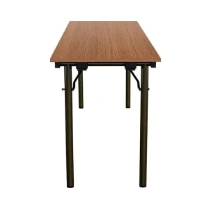 Beechwood Classroom Rectangle Table L 150 x W 45 x H 75 cm, MDF Laminated Table Tops With Black Metal Folding Legs