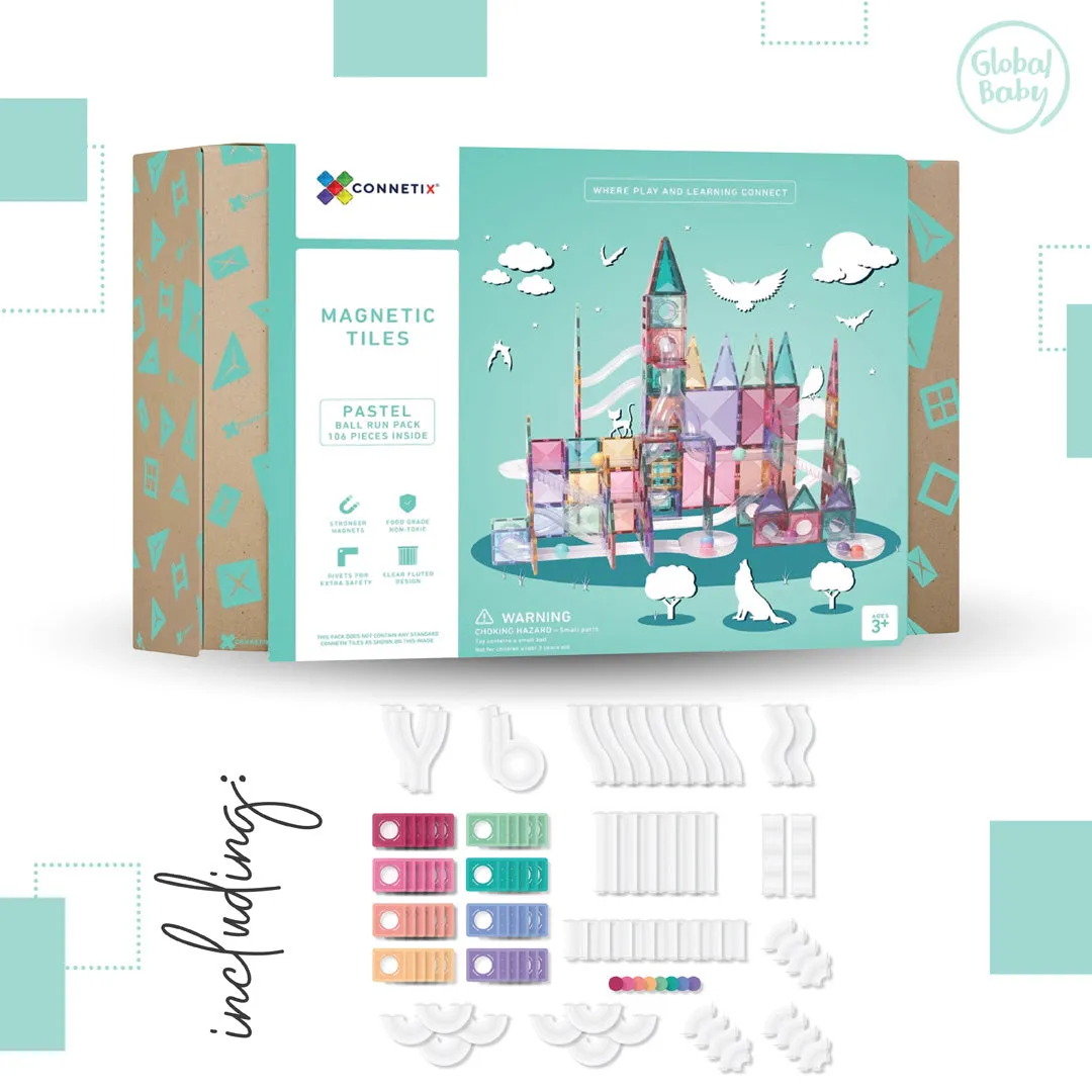 Connetix Tiles - 106 Piece Pastel Ball Run Pack