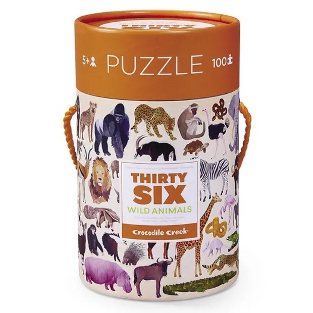 Crocodile Creek - Puzzle Canister 100pcs - Wild Animals