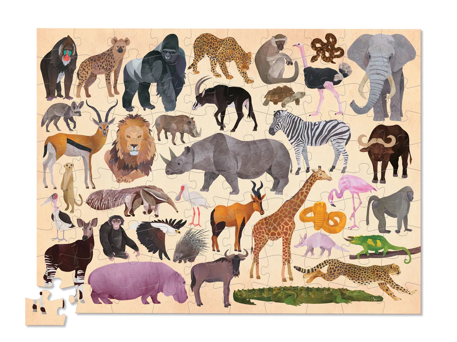 Crocodile Creek - Puzzle Canister 100pcs - Wild Animals