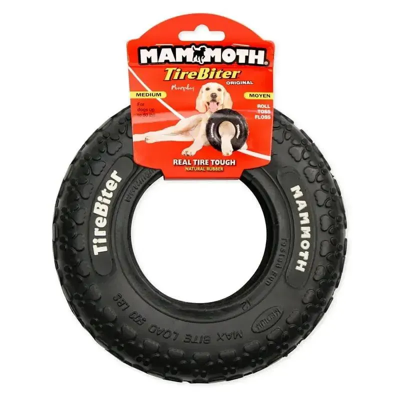 Durable 8-Inch TireBiter Rubber Dog Toy