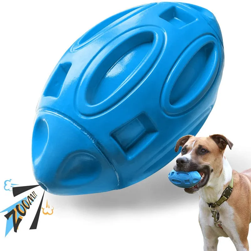 Durable Rubber Squeaky Rugby Dog Ball