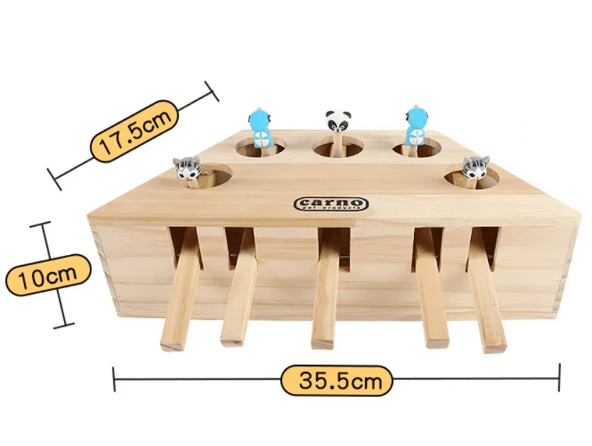 Engaging Wooden Cat and Hamster Interactive Toy