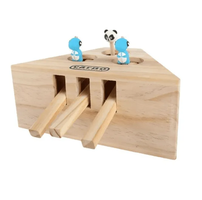 Engaging Wooden Cat and Hamster Interactive Toy