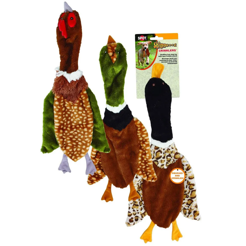 Ethical Pet Skinneeez Crinklers Bird Stuffing-Free Squeaky Plush Dog Toy, Assorted