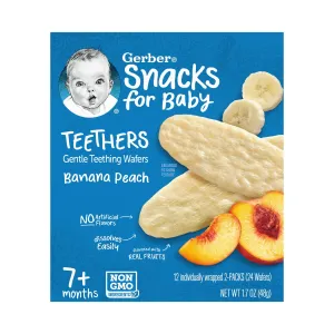 GERBER Gentle teething wafers for babies, banana and peach - 48g, 7 months  