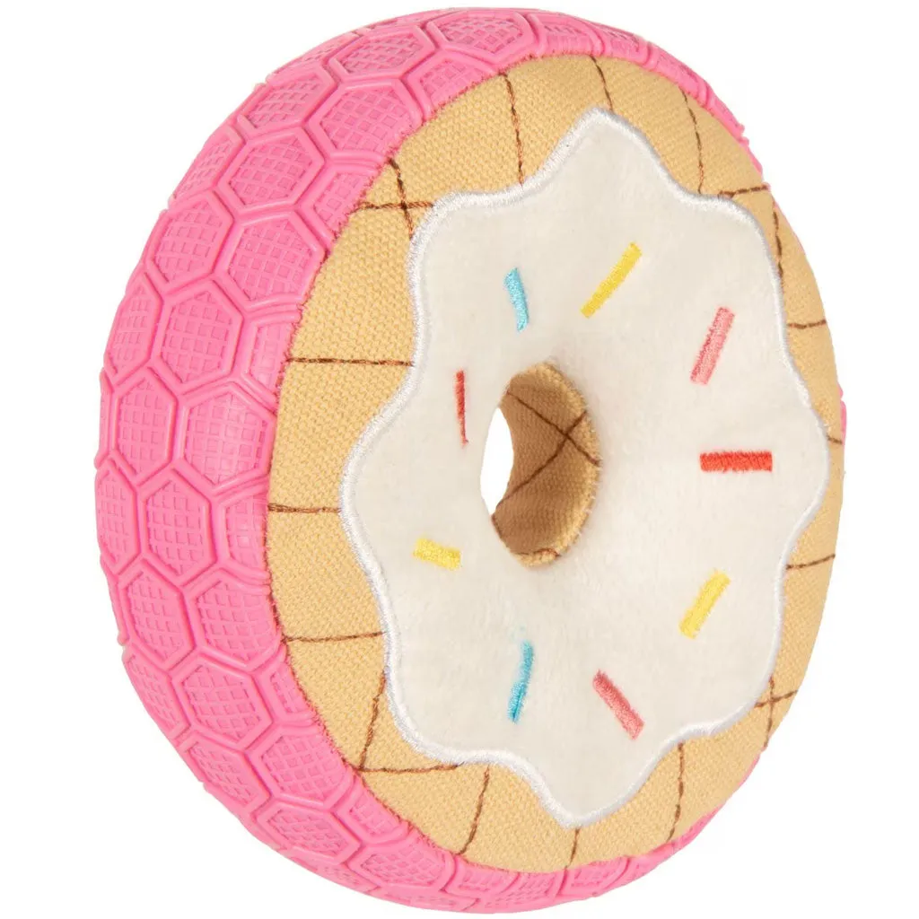 GoDog Tough N Texture Donut Dog Toy, Pink, 5"