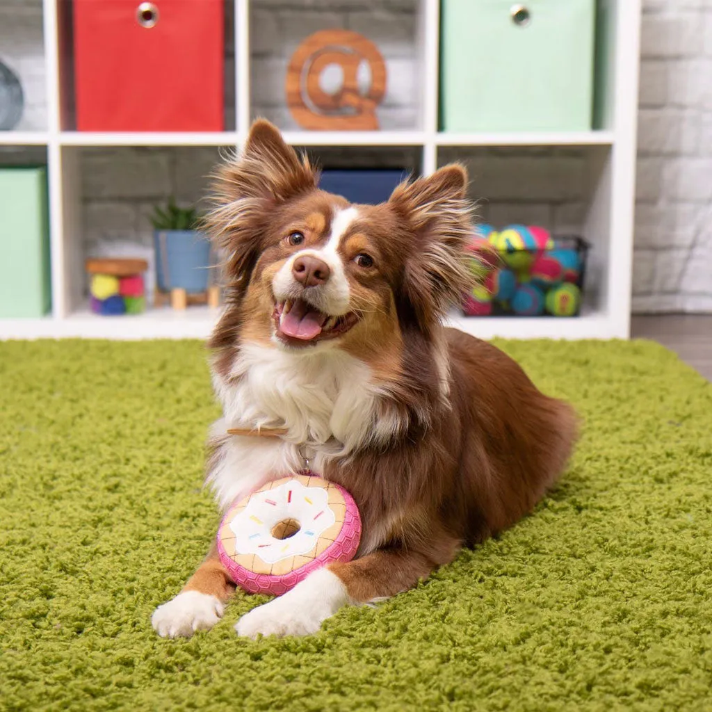 GoDog Tough N Texture Donut Dog Toy, Pink, 5"