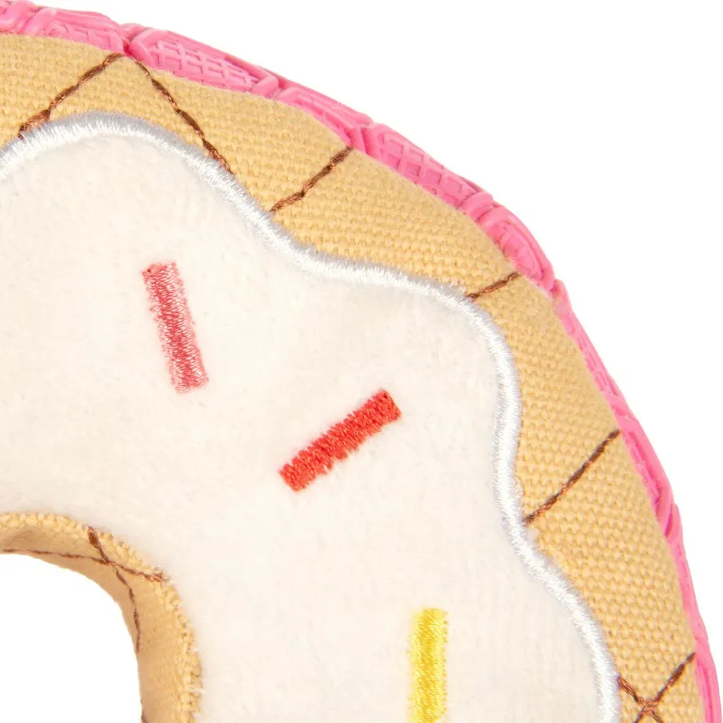 GoDog Tough N Texture Donut Dog Toy, Pink, 5"