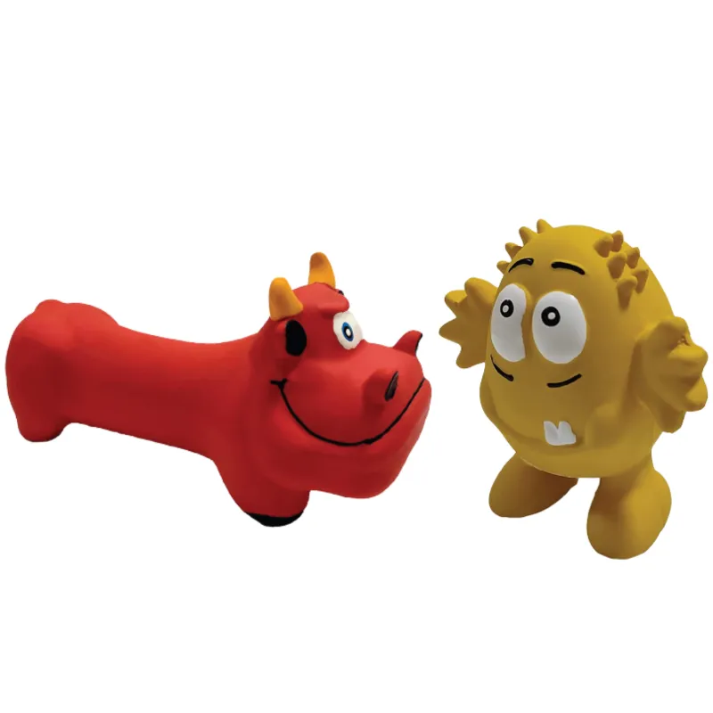 Goofy Tails Latex Dog Toy Combo (Bull   Monster) Squeaky Toy Combo for Dogs & Puppies