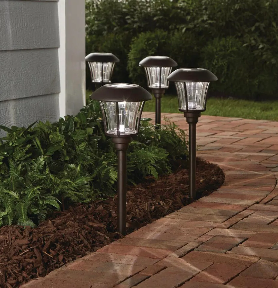 Hampton Bay Solar Pathway Light LED Landscape 10 Lumens Bronze (8-Pack)