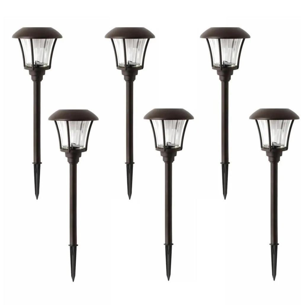 Hampton Bay Solar Pathway Light LED Landscape 10 Lumens Bronze (8-Pack)