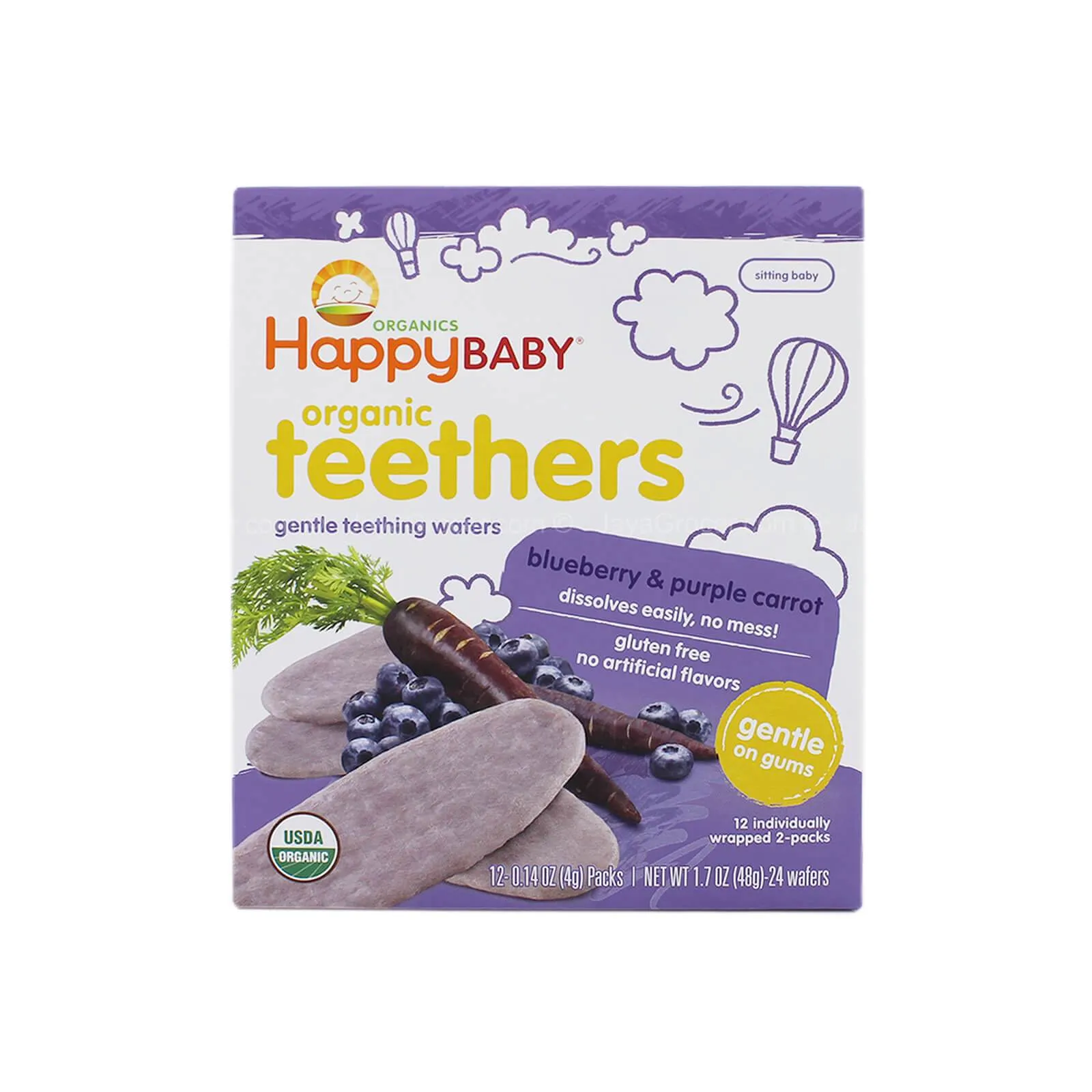 HAPPYBABY TEETHER B/BERRY&P/CARROT 1.7OZ