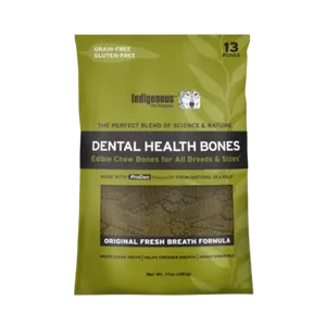 Indigenous Fresh Breath Formula Grain-Free Mint Flavored Dental Dog Treats, Original 13ct