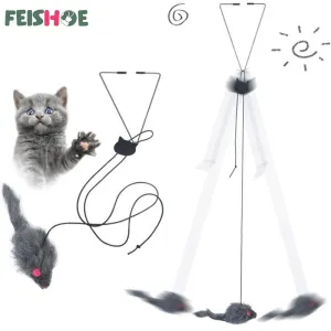 Interactive Hanging Door Cat Toy with Plush Mouse