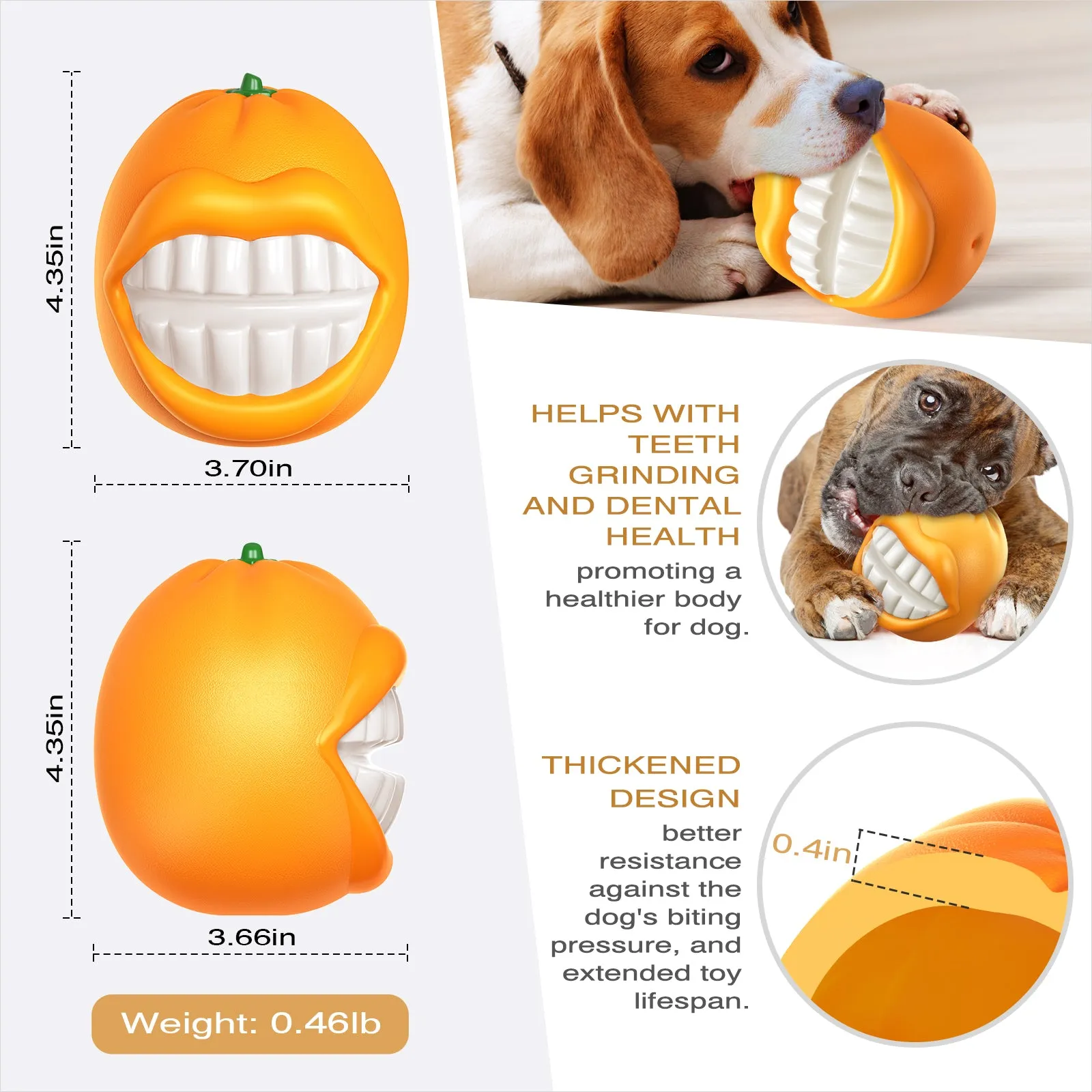 KADTC Dog Chew Toys for Aggressive Chewers Indestructible Tough Durable Squeaky Interactive Puppy Toy Teeth Squeaky Orange Squeaky Dog Chew Toy