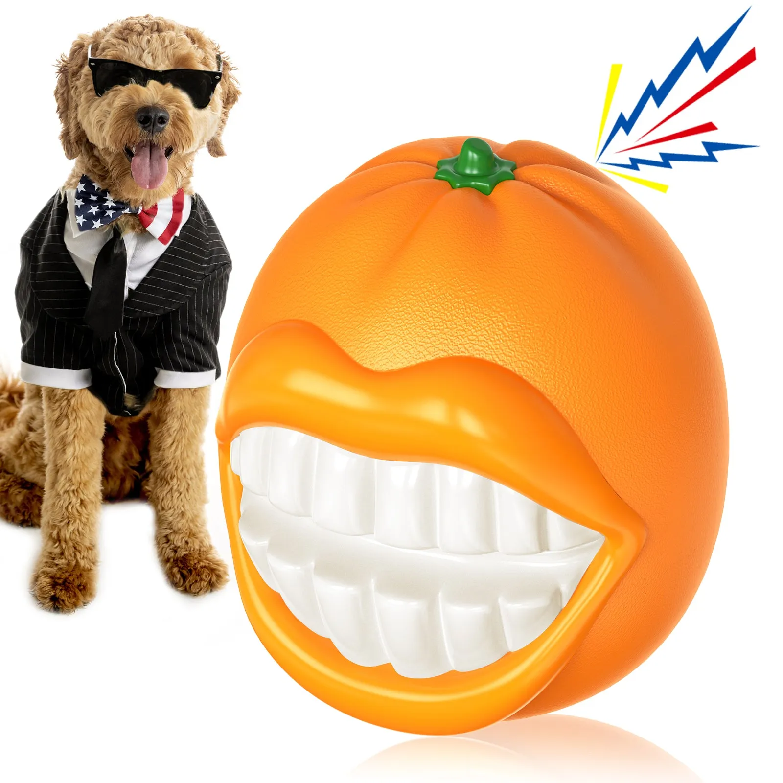 KADTC Dog Chew Toys for Aggressive Chewers Indestructible Tough Durable Squeaky Interactive Puppy Toy Teeth Squeaky Orange Squeaky Dog Chew Toy