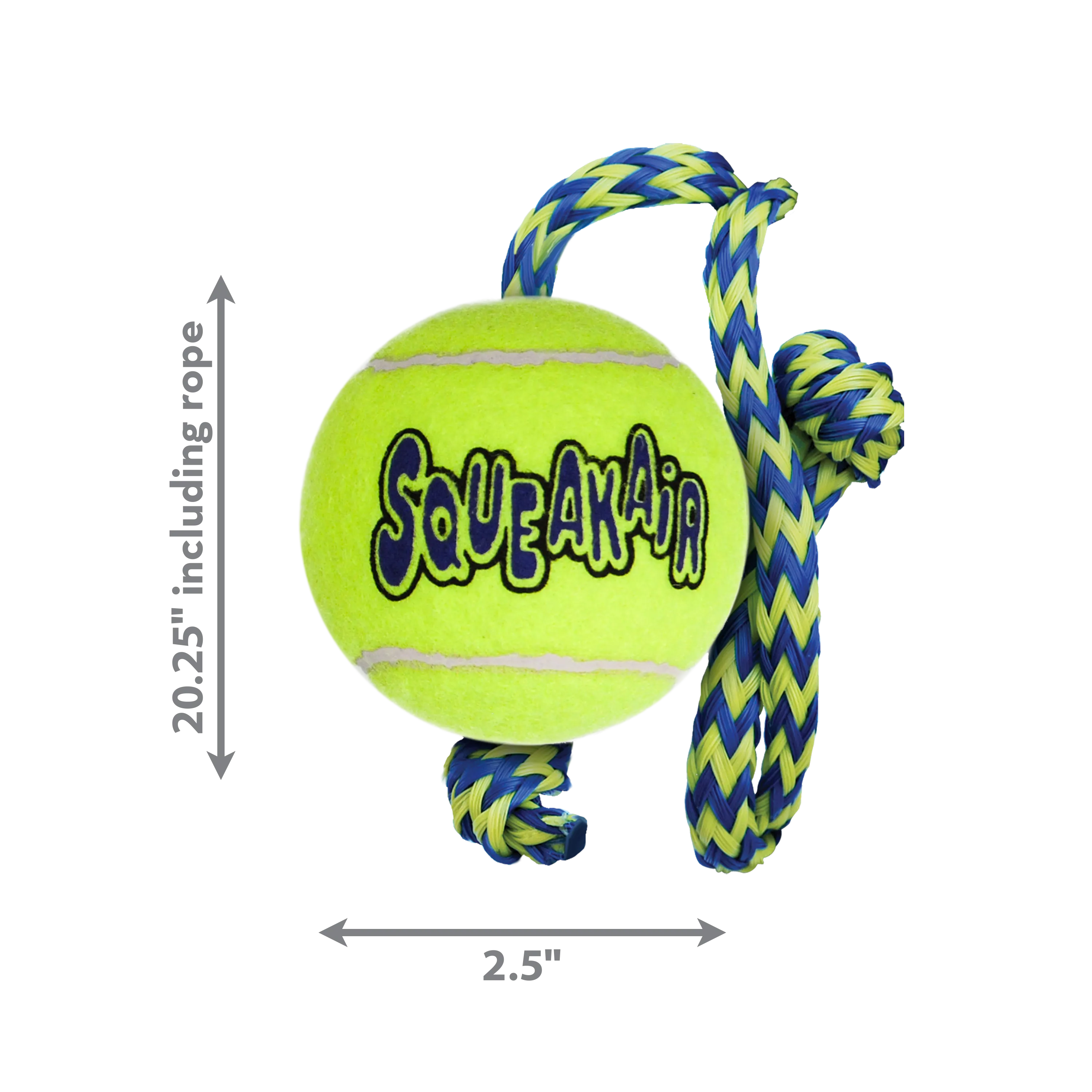 KONG SqueakAir Tennis Ball on a Rope - Medium