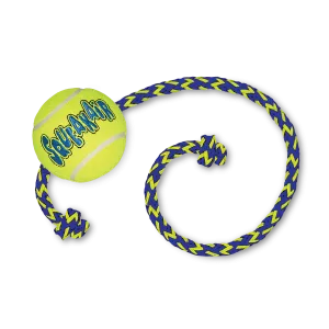 KONG SqueakAir Tennis Ball on a Rope - Medium