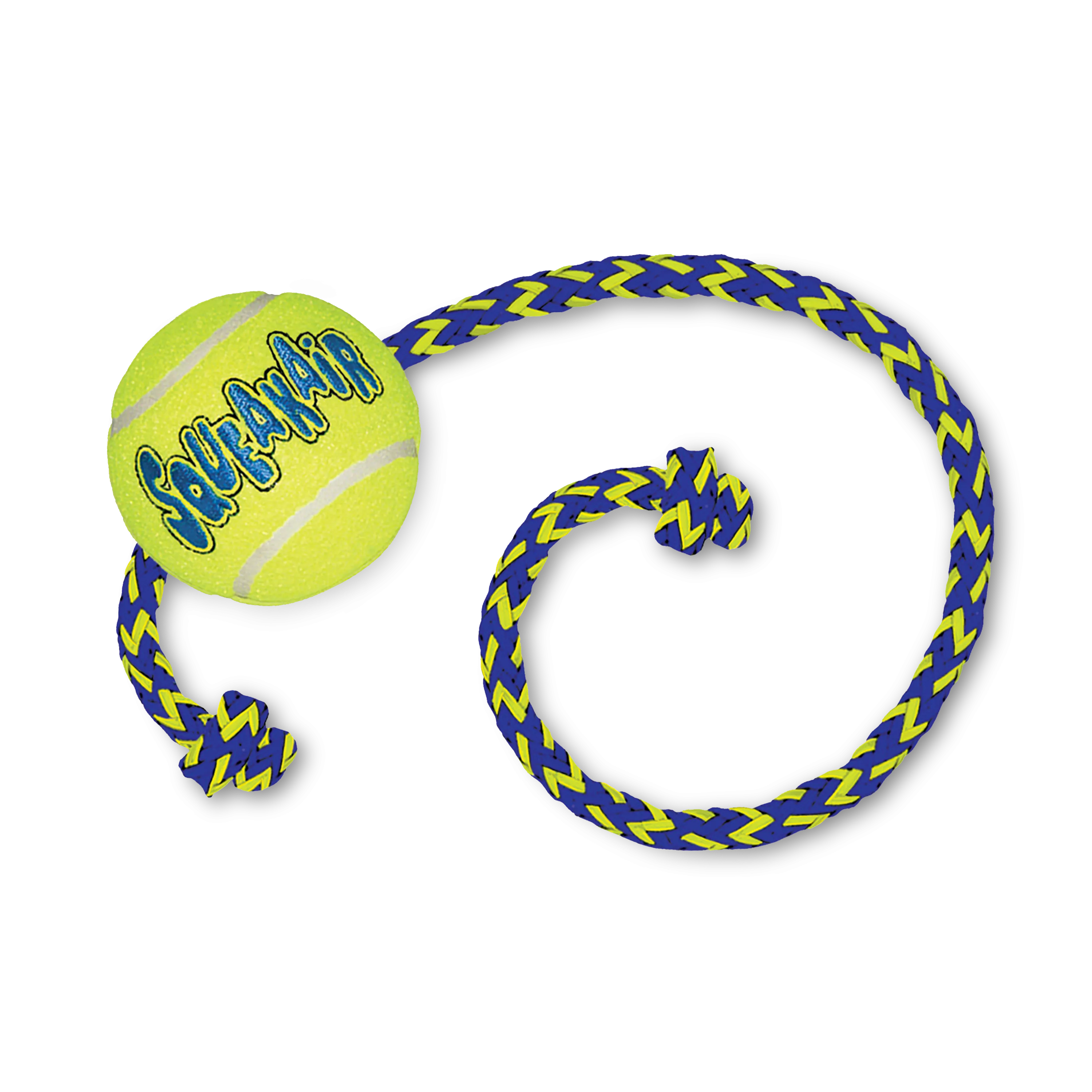 KONG SqueakAir Tennis Ball on a Rope - Medium