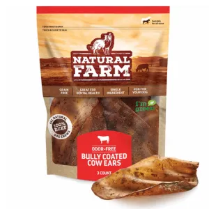 Natural Farm Bully Stick Flavored Cow Ears 3PK