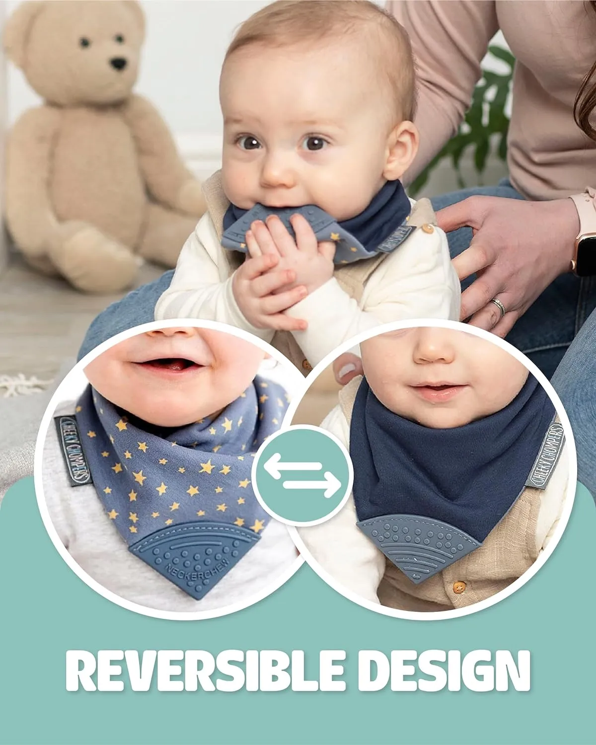 Neckerchew Teething Dribble Bib - Midnight Stars