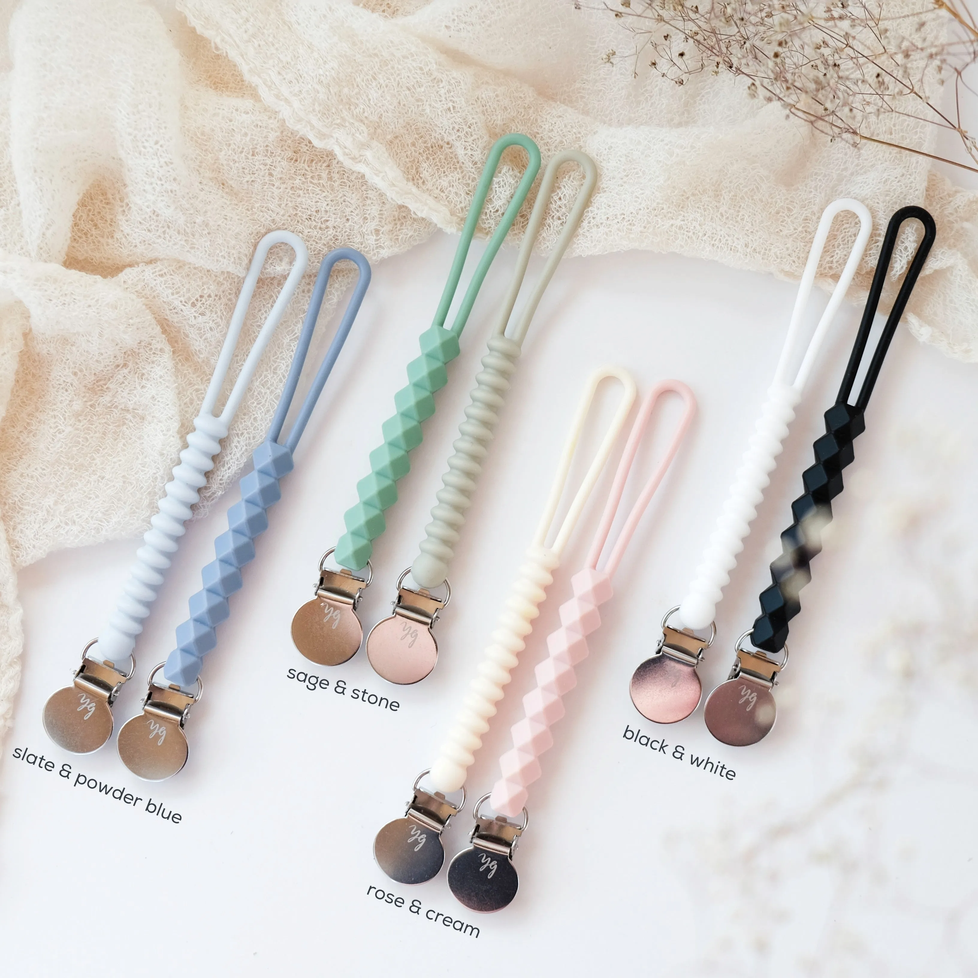 NEW! Silicone Teething Pacifier Clips