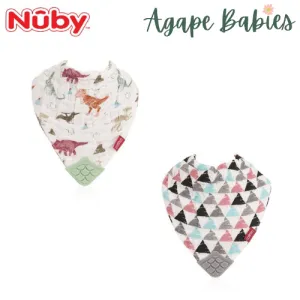 Nuby Muslin Bandana Bibs w/Teether - Extintion Party & Triangles