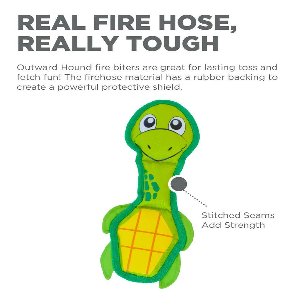 Outward Hound Fire Biterz Turtle Plush Firehose Material Interactive Dog Toy, Medium