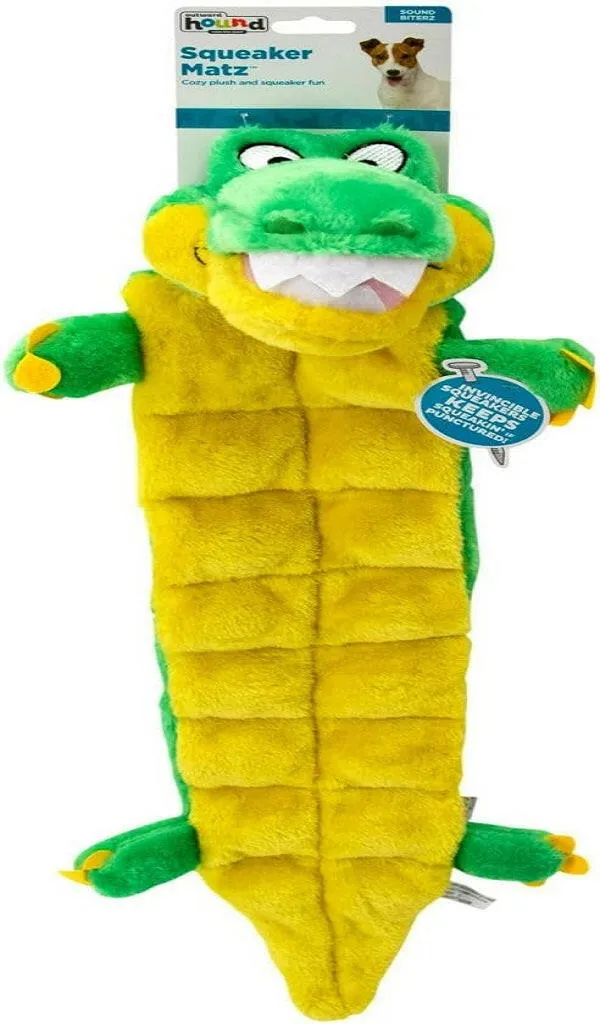 Outward Hound Squeaker Mat Long Body Gator Green Toy For Dog (Extra Large)