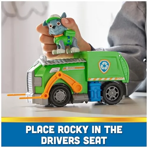 Paw Patrol, Rocky’s Recycle Truck, Toy Truck with Collectible Action Figure, Sustainably Minded Kids Toys for Boys & Girls Ages 3 and Up