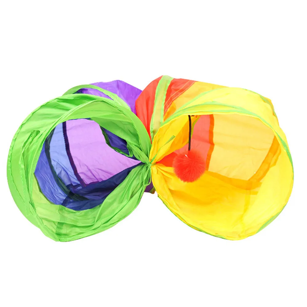 PAWS ASIA Manufacturers Dropshipping Summer Foldable Indoor  Colorful Durable Roller Long Cat Toys With Tunnel Motion