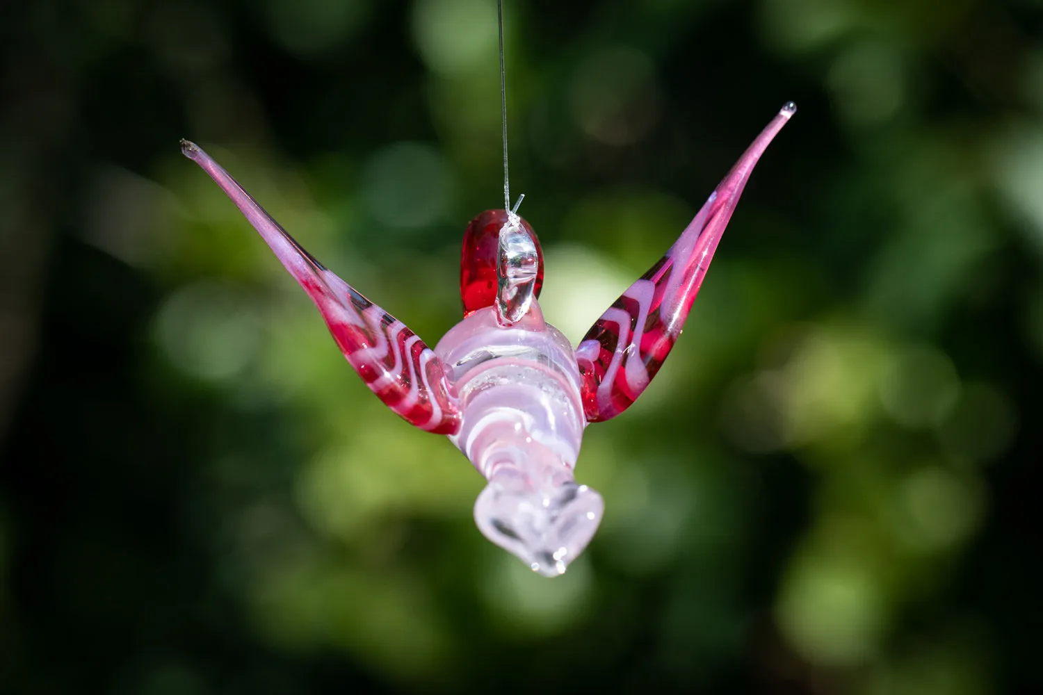 Pink Glass Hummingbird with Infused Ash