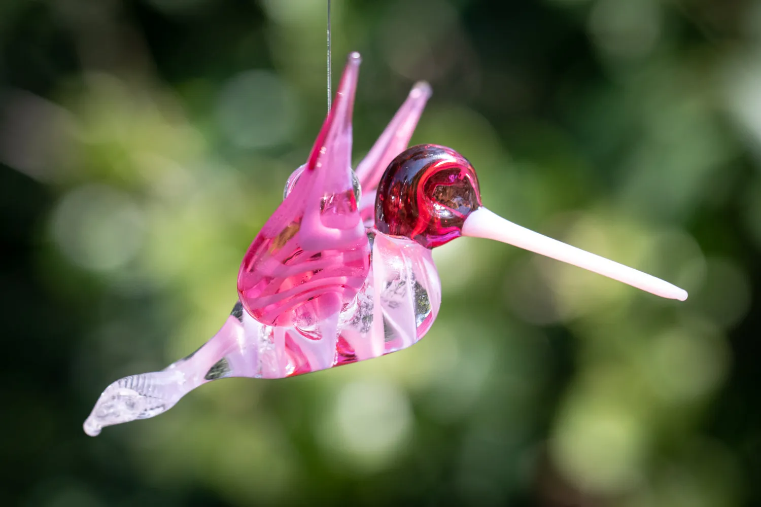 Pink Glass Hummingbird with Infused Ash