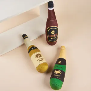 Plush Squeaky Wine Bottle Dog Toy