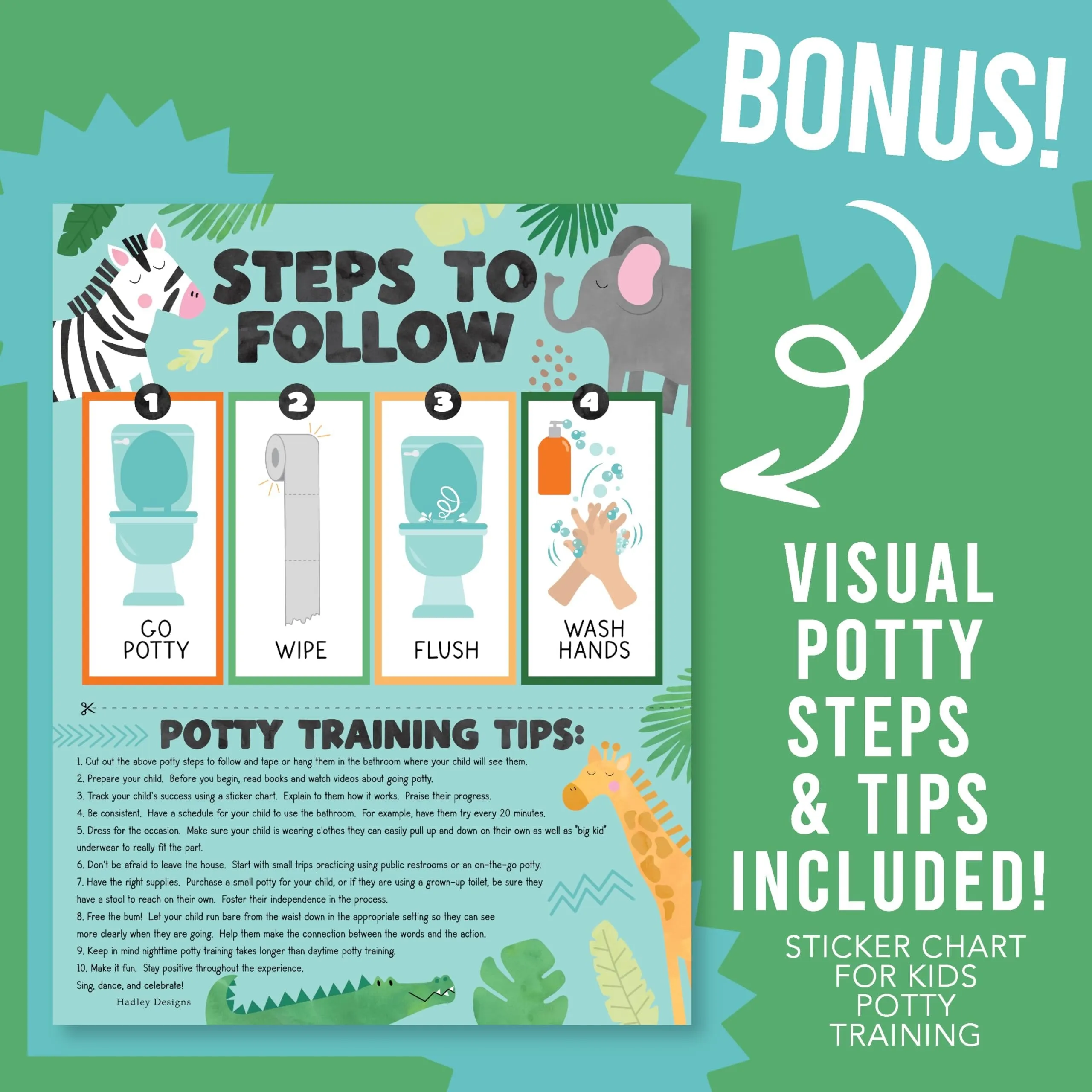 Safari Potty Training Chart | Sticker Charts | Early Education