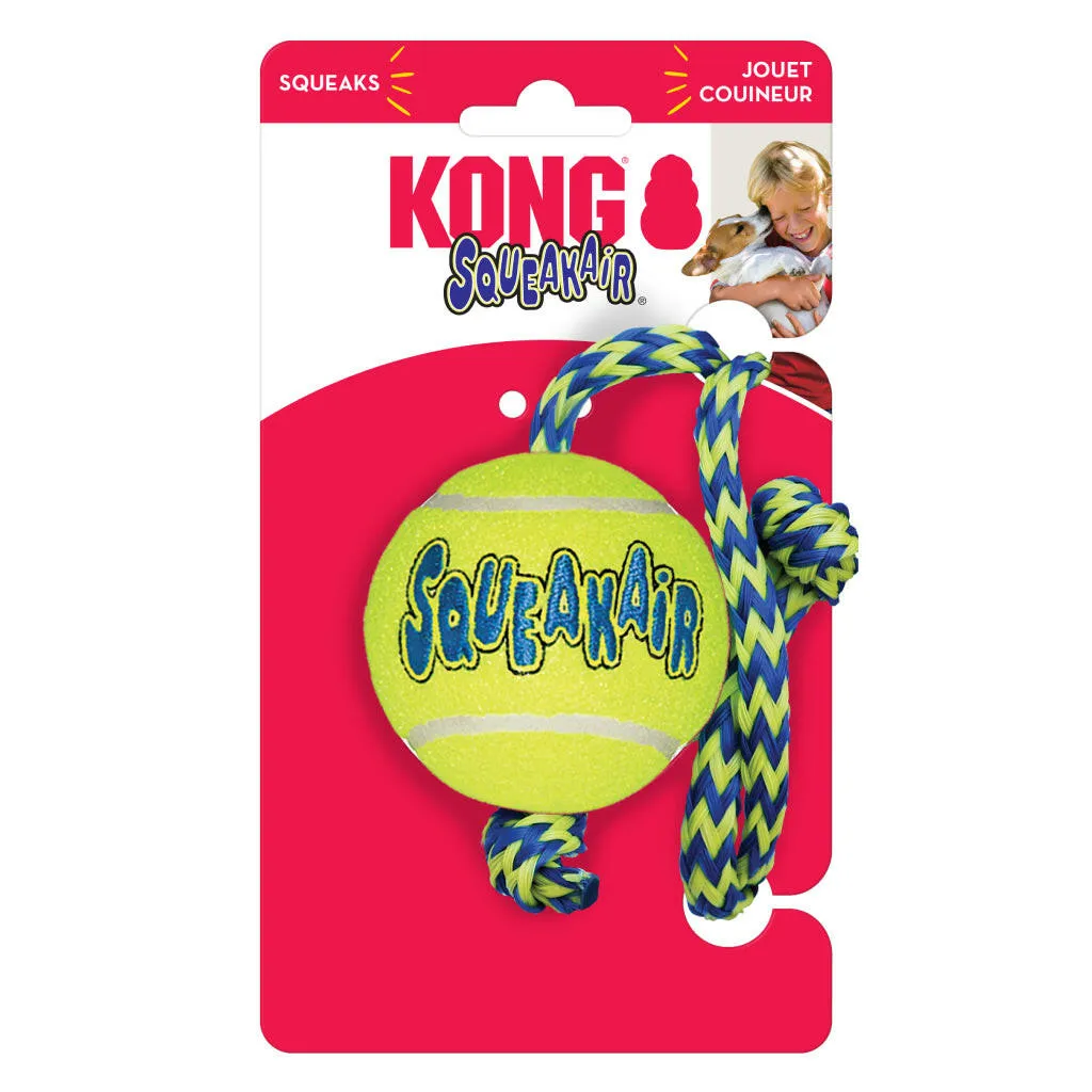 Shop Kong Squeakair Ball with Rope Dog Fetch Toy (Medium)