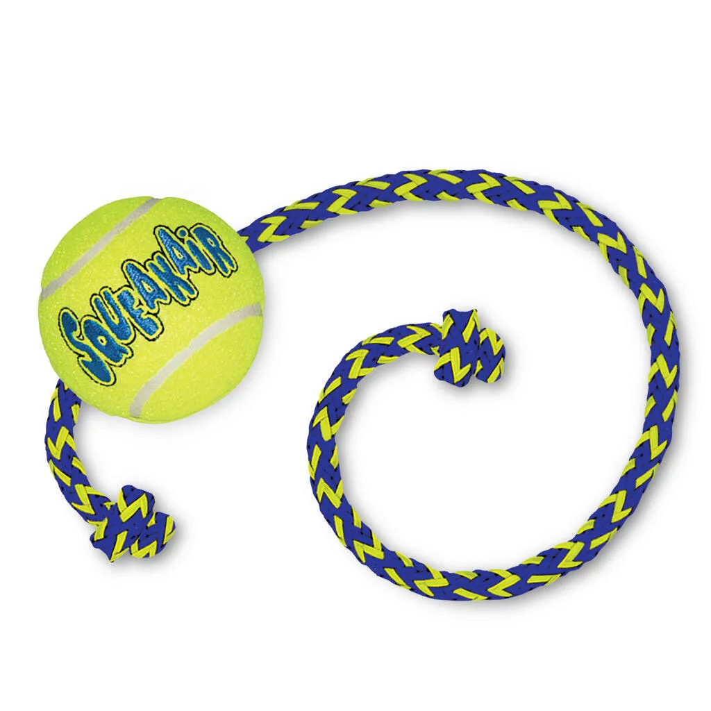 Shop Kong Squeakair Ball with Rope Dog Fetch Toy (Medium)