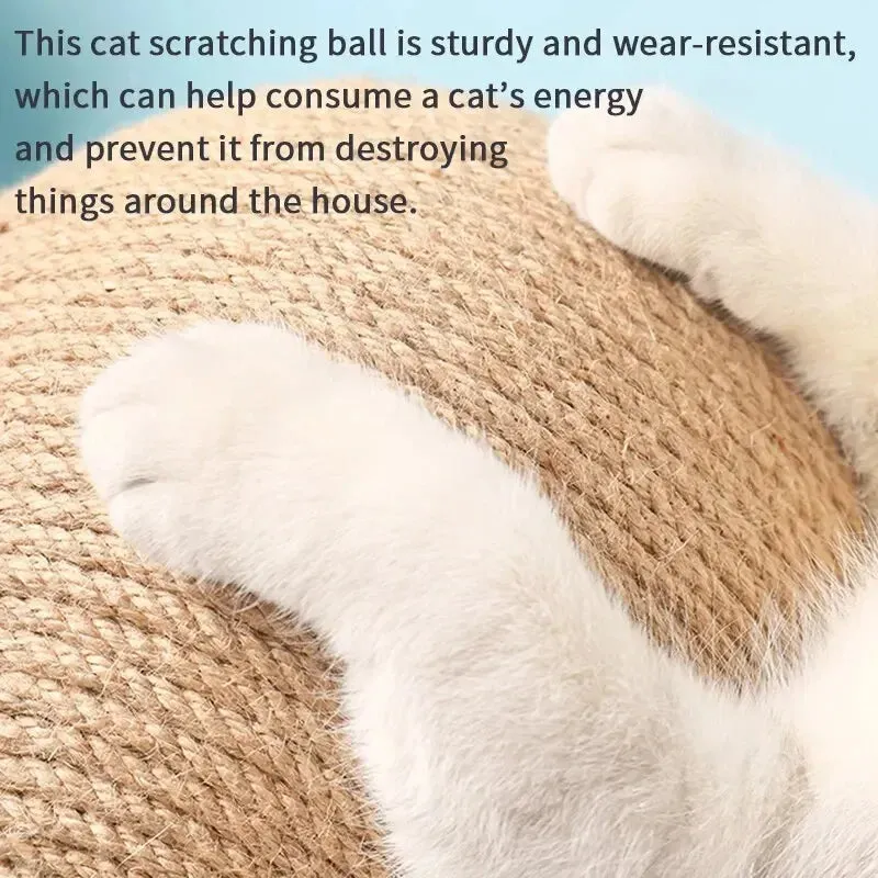 Sisal Ball Cat Scratcher with Wooden Stand