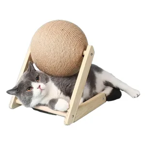 Sisal Ball Cat Scratcher with Wooden Stand