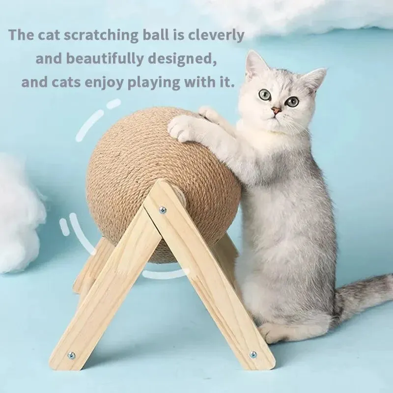 Sisal Ball Cat Scratcher with Wooden Stand