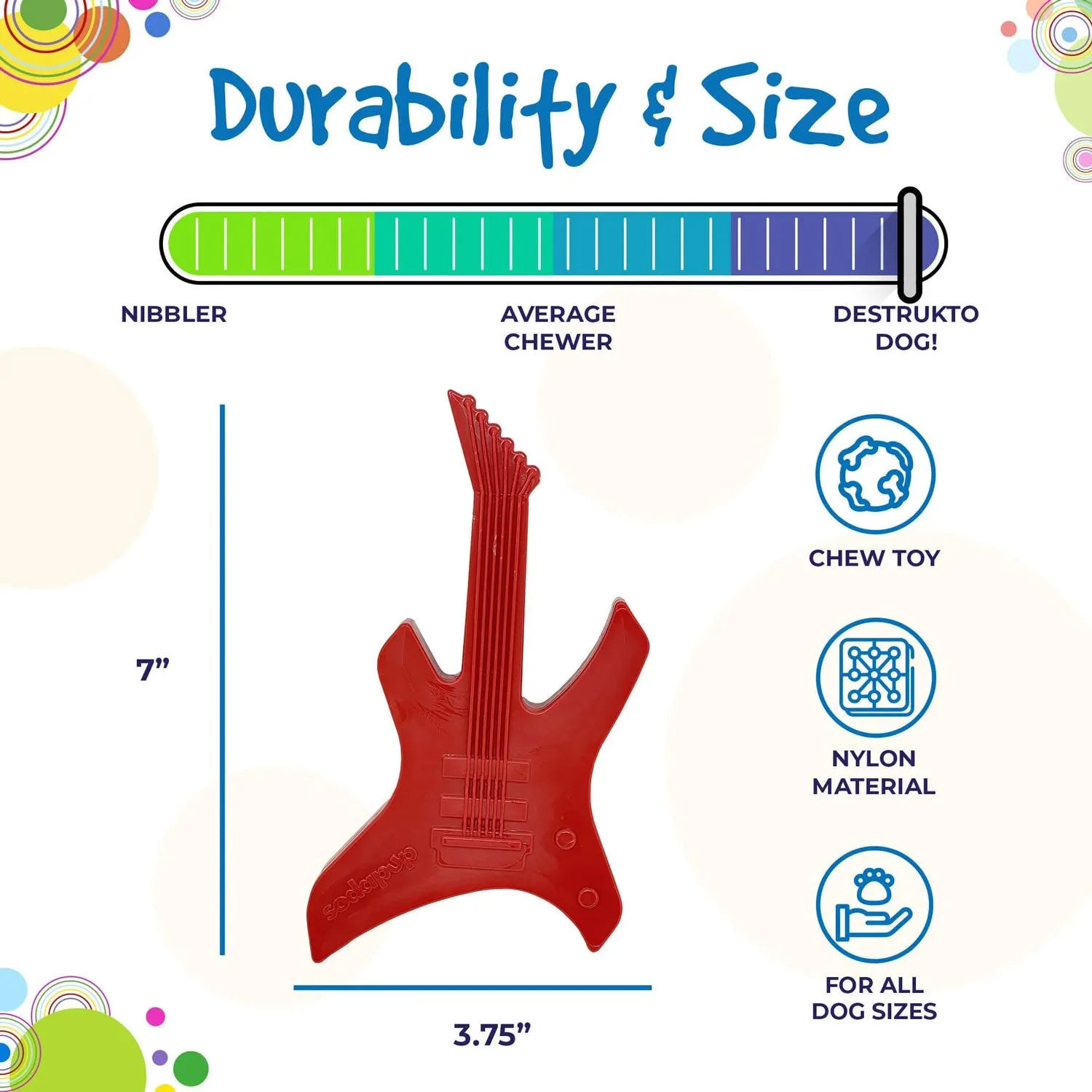 SodaPup Electric Guitar Ultra Durable Nylon Dog Toy